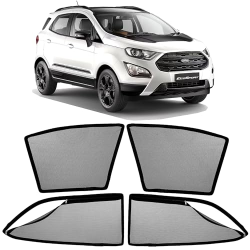 Image of AutoStory Magnetic Car Sunshade for Ford EcoSport | Front Half Cut for Mirror Visibility + Rear Full Coverage with Zipper | Heavy Heat & UV Protection | Privacy Side Window Curtains Shades