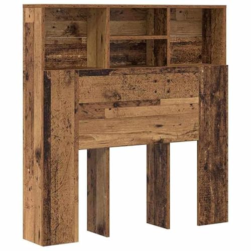 Eleganz Armario cabecero con estante, madera aglomerada, aspecto de madera vieja para dormitorio, ahorra espacio y elegante, perfecto para espacios pequeños