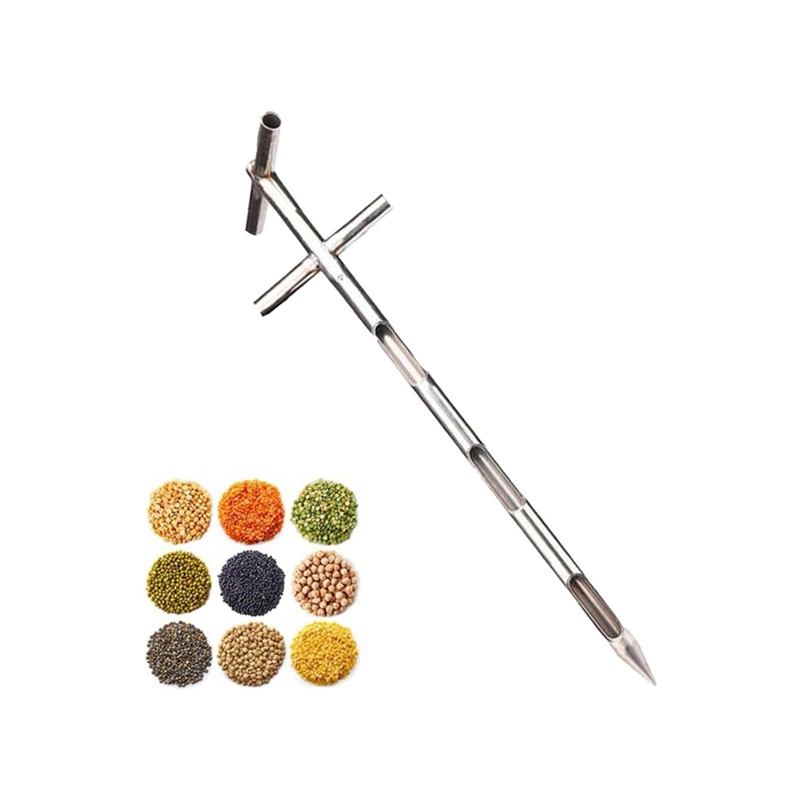 Sonda do próbnika zbóż, sonda do próbnika ziarna ze stali nierdzewnej - dwuwarstwowa obrotowa rura z 3 szczelinami na beton, nawóz, ryż, kukurydzę, ziarno, soję,
