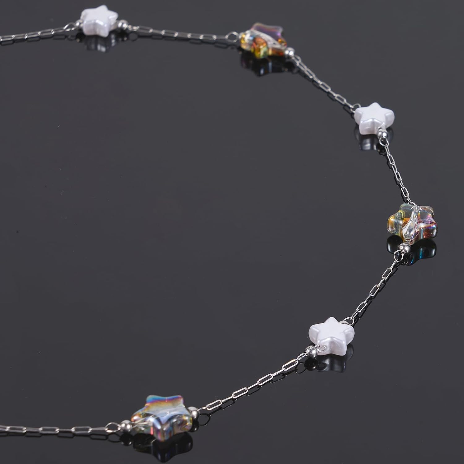 UMAOKANG 16.4 Colorful Star Chain for Jewelry Making Stainless Steel Chains Bulk on Spool with Jump Rings and Lobster Clasps