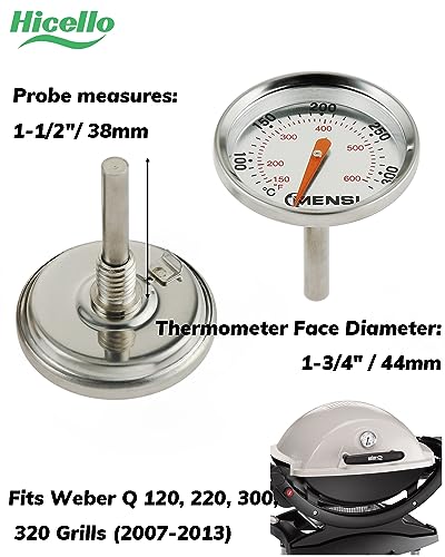 Hicello BBQ Barbecue Ersatzteile Holzkohlegrill Grube Holz Smoker Temperaturanzeige Thermometer für Weber Traveller Grills – Bild 3