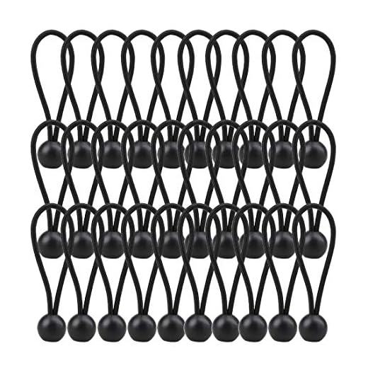 AOPRIE 30 Pack Bungee Balls, Black Ball Bungee Heavy Duty Heavyweight 4 inches Tarp Bungee Cords, Weather Resistant Tie Down Strap 4mm Thickness - for Camping, Tents, Cargo, Holding Wire and Hoses