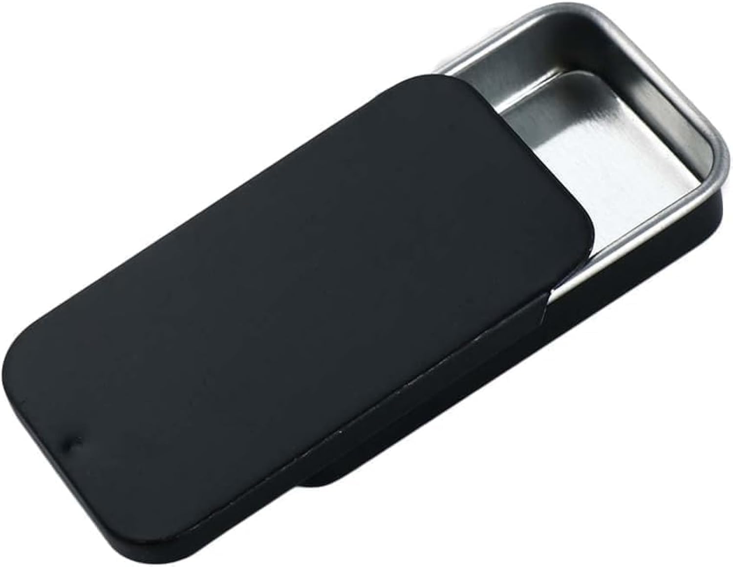 Juroicessry Black Metal Rectangular Empty Mini Tin Box,Mini Iron Box Tinplate Push Candy Pill Cases Bins Jar Food Containers for Home Black Storage BoxOrganizer(60x34x11mm)