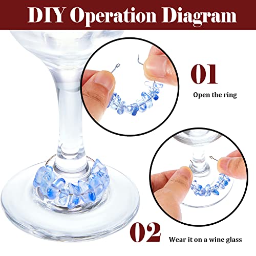 Leinuosen 24 Pcs Wine Glass Charms For Gemstone Beads Wine Charm Wine Glass Markers Drink Markers Tags Wine Tasting Party Favors Decorations For Stem Glasses Wedding Holiday Birthday #TOP2