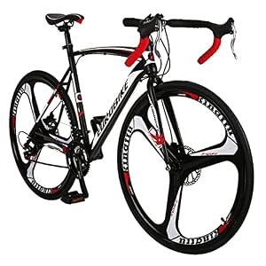 Eurobike Road Bike, XC550 21 Speed Bikes for Men,54 Cm Frame Womens Road Bicycle 700C Mag Wheels Race Bicycle Dual Disc Brake Adult Bike Blackwhite