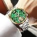 OUPINKE Mens Green Watches Automatic Skeleton Mechanical Self Winding Tourbillon Luxury Dress Wristwatch