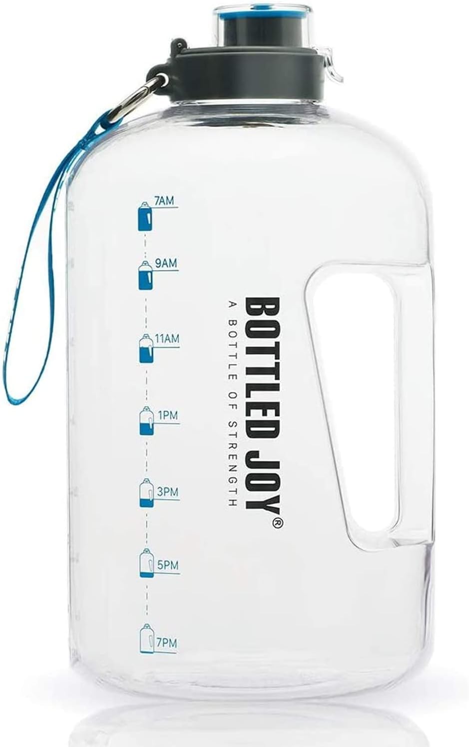 1 Gallon Water Jug with Flip-top Lid and Handle Strap, Leak-proof BPA Free Reusable Time Marker Reminder Large Capacity Wide Mouth Gallon Water Bottle for Outdoor Sports Fitness Gym Hiking Clear