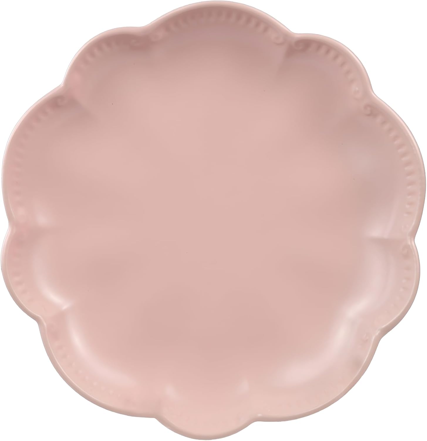 Sango 12 Pieces Scalloped Dinnerware Set, Modern Pink Dishes for 4, Premium Serving Plates & Bowls Sets, Chip Resistant, Ceramic Dishware, Kitchen Dish, Microwave & Dishwasher Safe, Bethany