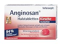 tetesept Anginosan Halstabletten Kirsche - zuckerfrei – 1 x 20 Stück – Halsschmerztabletten gegen akute Reizungen in Hals & Rachen