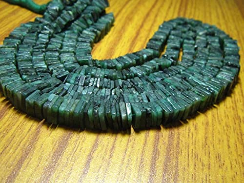 Natural Emerald smooth heishi cubes pierre verte pour création - 2