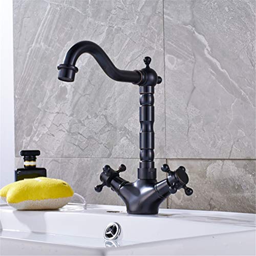 Robinet de cuisine vintage en laiton noir mitigeur rotatif pour évier et salle de bain antique
