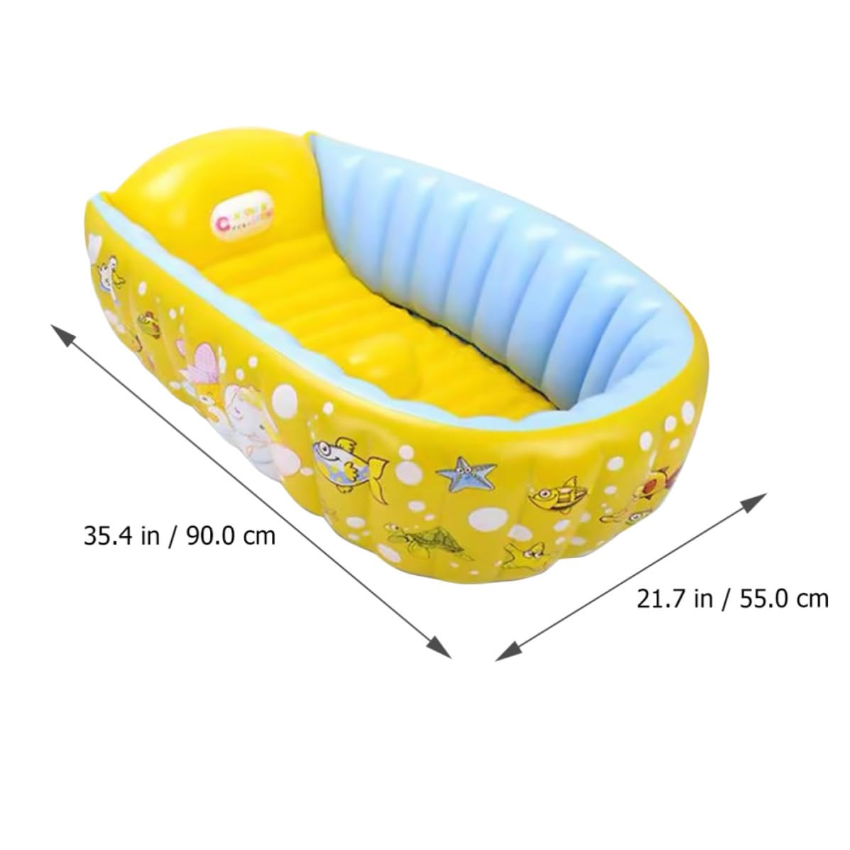 Vaschetta Bagno Gonfiabile per Bebè, Pvc Giallo | Design a Motivo Cartoon, Uso Interno e Gioco, Pratica e Facile da Riporre, Vasca Compatta