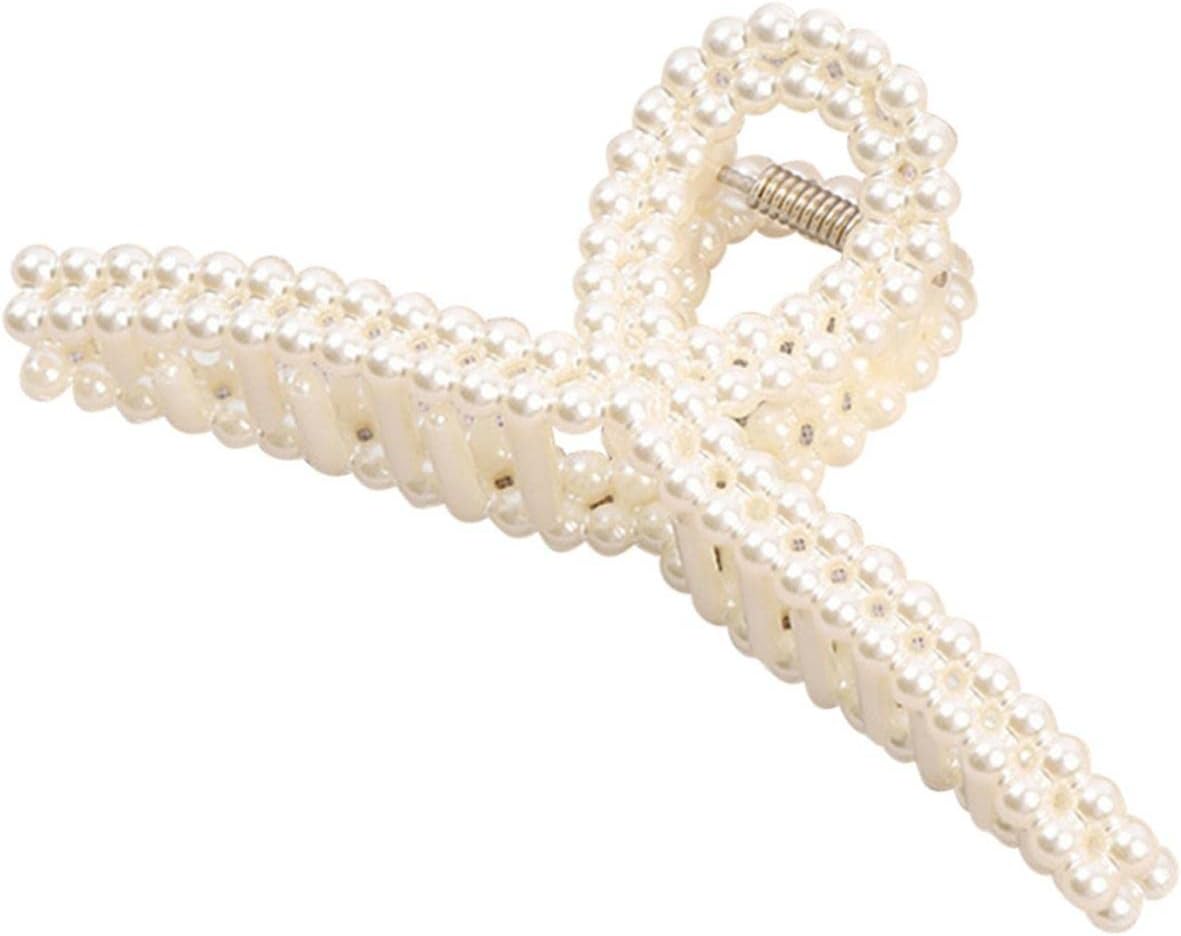 Zaveiop パール ヘアクリップ 大きめ しっかり パールヘアピン おしゃれ 韓国 人気 かわいい ヘアアクセサリー ヘアクロー パールバレッタ 可愛い キラキラ バンスバレッタ シャーククリップ 濃密な髪も使用可能 上品 綺麗めシンプル ファッションヘアアクセサリー 滑り