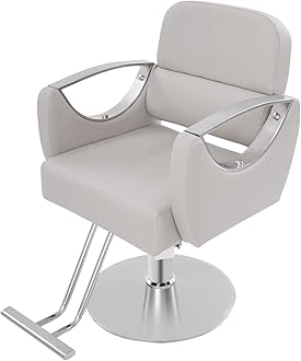 Barber Chair Salon Chair for Hair Stylist Adjustable Hydraulic Styling Chair with 360 Degrees Rolling Swivel for Salon Barbershop Tattoo Shampoo Beauty Equipment (White)