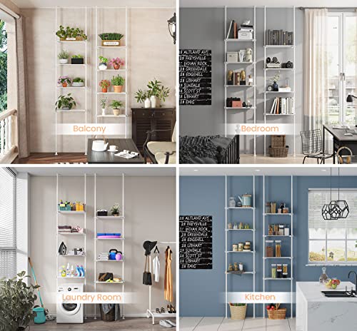 Allzone Over The Toilet Storage Cabinet, 4-Tier Over Toilet Bathroom Organizer, Adjustable Bathroom Shelves Over Toilet, Fit Most Showers On Above Toilet Storage, 93 To 116 Inch, Metal Shelves,White #TOP5