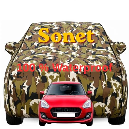Image of Durable Full Body Waterproof Sonet Car Cover | Premium Polyester Jungle Print Cover | Custom Fit Vehicle Protection | UV Resistant, Dustproof, Scratch Resistant, Heat & Wind Protection