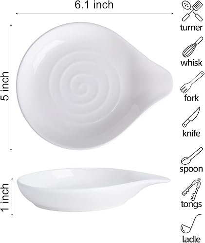 Vista 40 de Soporte para cuchara grande de cerámica, 6.2 x 5.2 pulgadas, resistente al calor, antiadherente, para estufa, acabado brillante, apto para Azure-1