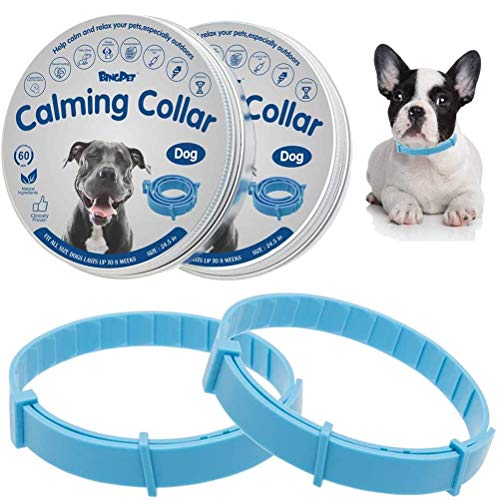 BINGPET Calming Collar for Dogs & Cats 2 Pack - 60 Days Effective Reduce Anxiety Waterproof Natural Pheromone Collar for Small Medium Large Dog Breed, Adjustable Up to 24.5 Inches
