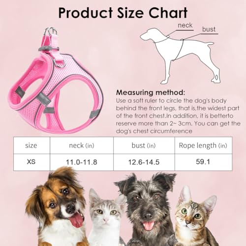 Hundegeschirr,Welpengeschirr Kleine Hunde,Hundegeschirr Welpen Kleine Hunde,Welpengeschirr,Brustgeschirr Hund,Welpen Geschirr Hund,Reflektierend (Rosa,XS)
