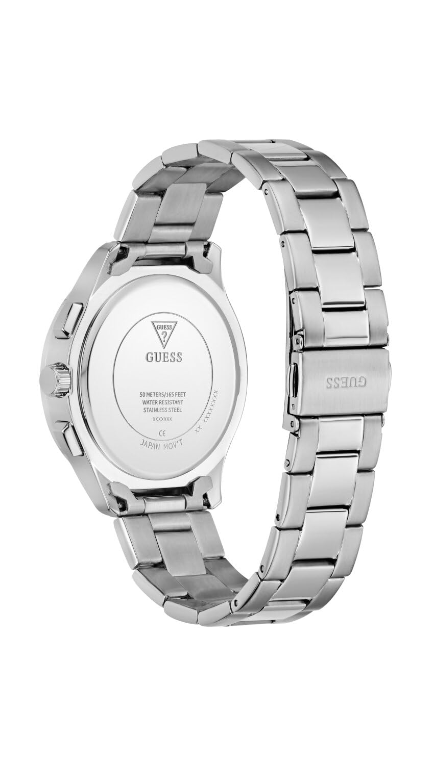 Guess Palmer GW1048G1 - Reloj de Pulsera analógico para Hombre, Cuarzo, Acero Inoxidable, 40 mm, Correa de Acero Inoxidable, Plata, 5 Bares, Color de la Esfera: Negro