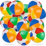 3 otters Bulk 24-Pack 12 Inch Beach Balls for Kids, Small Inflatable Pool Party Favors, Summer Beach Ball Bulk Pack for Water Play, Birthday & Outdoor Games