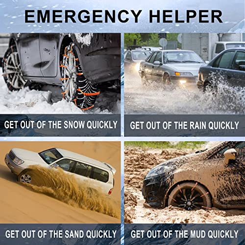 Snow Tire Chains For Car - 10 Pcs Portable Tires Traction Nylon Anti-Skid Chain Belt Universal Adjustable Easy To Install Winter Emergency Accessories For Snow Ice Sand Mud Road Mountain Road Climbing #TOP6