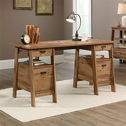 Sauder Trestle Executive Trestle Desk, Vintage Oak Finish #TOP1