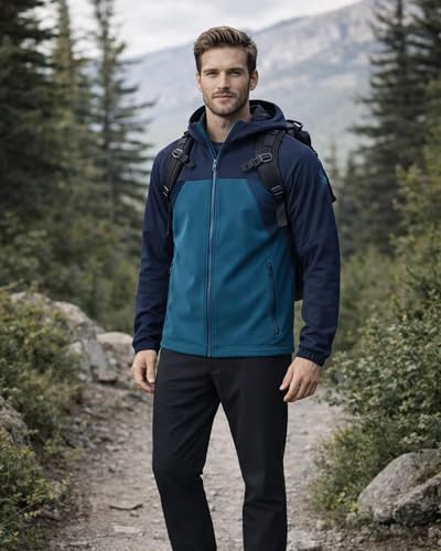 Image of Spyder Mens Softshell Jacket - Faux Fur Lined Water Wind Resistant Performance Mens Fleece Jacket for Hiking Running Jogging