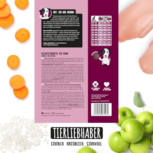 TIERLIEBHABER – Huhn mit Reis 250g Trockenfutter für Hunde – Tierärztlich entwickelt – Schonendes & Monoprotein Hundefutter für Hunde mit sensibler Verdauung – Hypoallergen & gut verträglich Dog Food