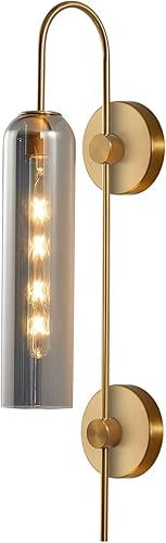 Miniatura 13 de BOKT Lámpara de Pared Moderna de Mediados de Siglo de 1 Luz Montada en Pared de Metal Dorado Cepillado Aplique de Pared Iluminación Minimalista Anti