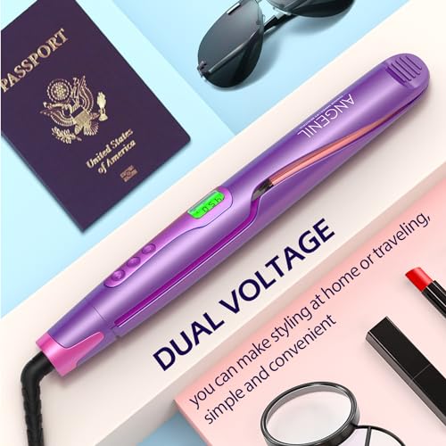 Image of ANGENIL 2 in 1 Hair Straightener and Curler, Ceramic Ionic Hair Straightener, 130-240℃ Flat Iron with Adjustable Temperature 100V-220V Curls LCD Curls For Curl Wave Straighten