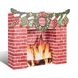 Leafory Decoración de chimenea de Navidad, lámina de plástico corrugado de doble pared de ladrillo rojo artificial 3D, telón de fondo de chimenea falsa para decoración de fiestas de vacaciones