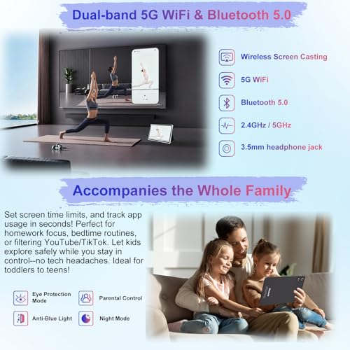 Image of Android 15 Tablet 30GB+128GB+1TB Expand, 2026 10.1 Inch Octa-Core 8000mAh Electronics Tablets with Keyboard Mouse, Gemini AI, 5G WiFi, 1280x800 IPS Touchscreen, GPS, BT5.0, Widevine L1 -Metal Black