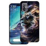 WUACYEAMING Cover per HTC Desire 21 Pro 5G,Cover Case in Silicone Trasparente Ultra Sottile e Leggera, Anti Ingiallimento Custodia con Antiurto, Anti-Graffio e Retro TPU-(leone)