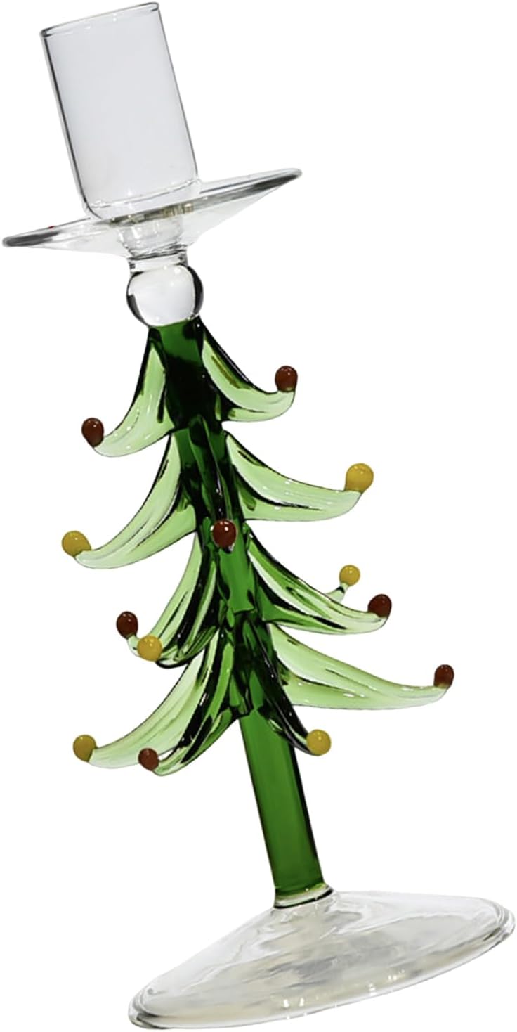 Festive Borosilicate Tree Candleholder Artisanal Craftsmanship Accommodates Standard Waxlights Centerpiece Glass Christmas Tree Owner