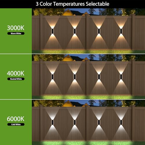 Lampes solaires d'extérieur murales LED pour éclairage de jardin et clôture (Lot de 4)
