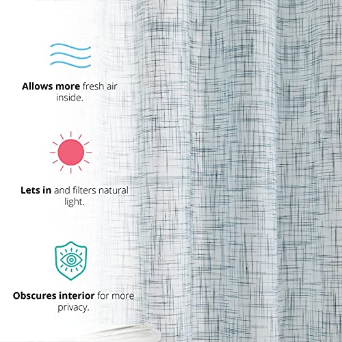 Hlc.me Jerome Faux Linen Textured Semi Sheer Privacy Light Filtering Transparent Window Grommet Floor Length Curtains Drapery Panels For Bedroom & Living Room, 2 Panels (54 W X 84 L, Teal Blue) #TOP2
