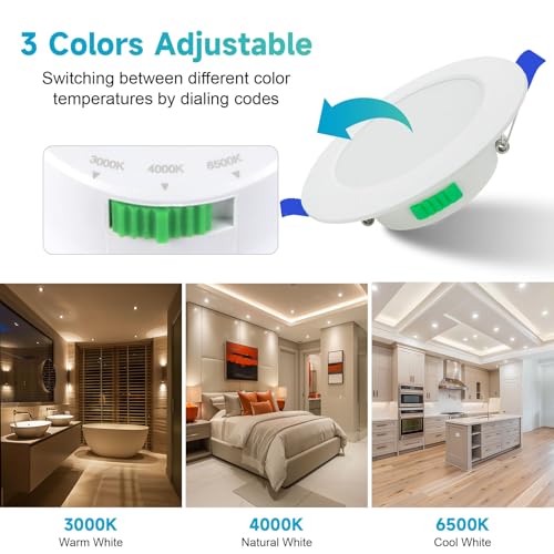 Ugvmn LED Downlights Ultra Slim 7W LED Recessed Ceiling Lights Dimmable Hole Size 75-90mm, Warm White Neutral White Cool White Adjustable, IP44 Round Spotlights for Bathroom Kitchen Living Room - Image 2