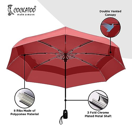 Image of Cockatoo Rain-Guard Automatic Umbrella With 8 Ribs, Material- Polyponee, Umbrella For Women & Men, With Auto Open-Close Button