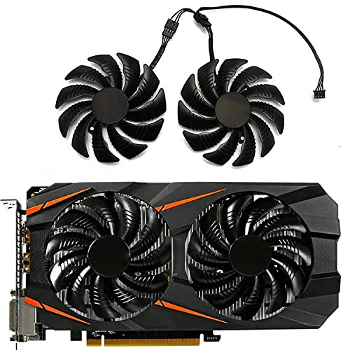 Justyet 88mm T129215SU PLD09210S12HH P106-100 Lüfter für Grafikkarte für Gigabyte GTX 960 1050 1060 1070 / GTX 1070 ti/RX 470 570 580 Grafikkarten Kühler (Lüfter für Grafikkarte - AB) Cover
