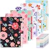 EOOUT 6pcs Expanding File Folders with 5 Pockets, Floral Accordion Folders for Documents, A4 Letter Size Plastic File Organizer with Snap Button for School and Office Supplies