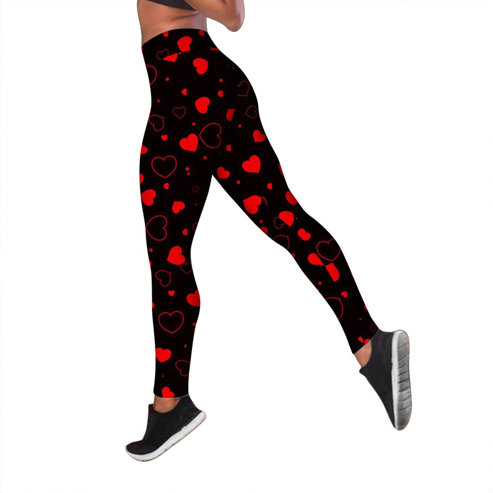 Happy Valentines Day Workout Leggings for Women High Waist Heart Print Sweet Heart Ultra Soft Compression Tights Love