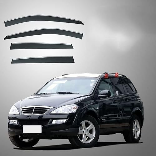 FengXH Window Deflectors for SsangYong Kyron 2005-2014 - 4pc Smoke Tint, Waterproof, Noise Reducing.