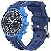 Produktbild Armband für Omega x Swatch MoonSwatch 20mm, weiche Silikon Omega X Swatch Moonswatch Speedmaster Ersatzband ohne Lücken, gebogenes Moonswatch Swatch Armband für Männer Frauen (Dunkelblaue weiße Linie)