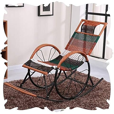 LIXIONG Outdoor Garden Relax Rocking Chair PE Wicker Sun Loungers All Weather Lounge Chair patio Wheel design Armchairs Anti-UV Cover