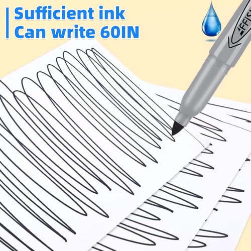 Affisure Permanent markers, 12 packs permanent markers bulk, quick drying in one second, smooth, not easy to erase, durable, can be marked on glass, tiles and cloth, office supplies,Gray shell - Image 9