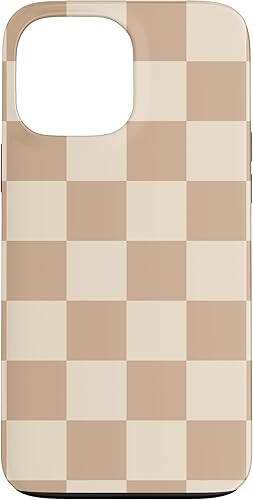 Funda para iPhone 13 Pro Max con diseño de cuadros marrón claro y marrón