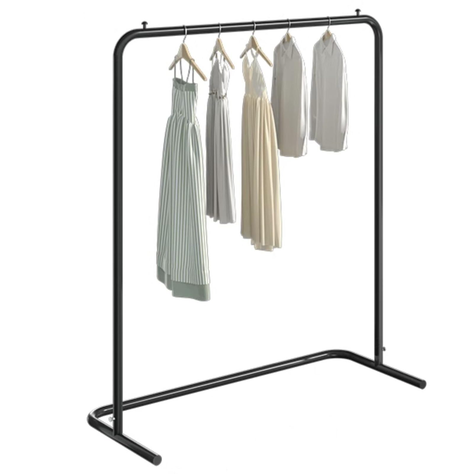 Przemysłowa garderoba w kształcie litery U, organizer podłogowy z czarnej stali na ubrania, wytrzymała nośność 60 kg, stylowy wieszak na ubrania, 120 x 40 x 150 cm, idealny do domu i biura