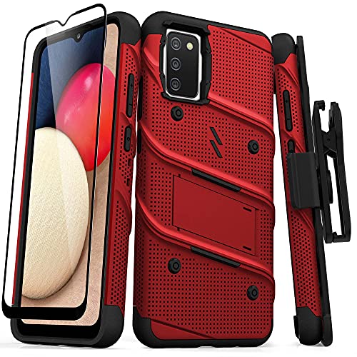 Coque Galaxy A02s ZIZO Bolt rouge et noir avec protection ecran