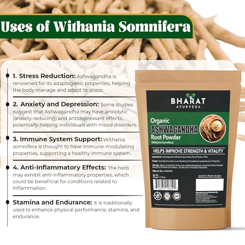 Image of Organic Ashwagandha Root Powder - Pure Herbal Supplement for Stress Relief, Energy & Immunity |Support Strength & Vitality| Pack of 1-50 g